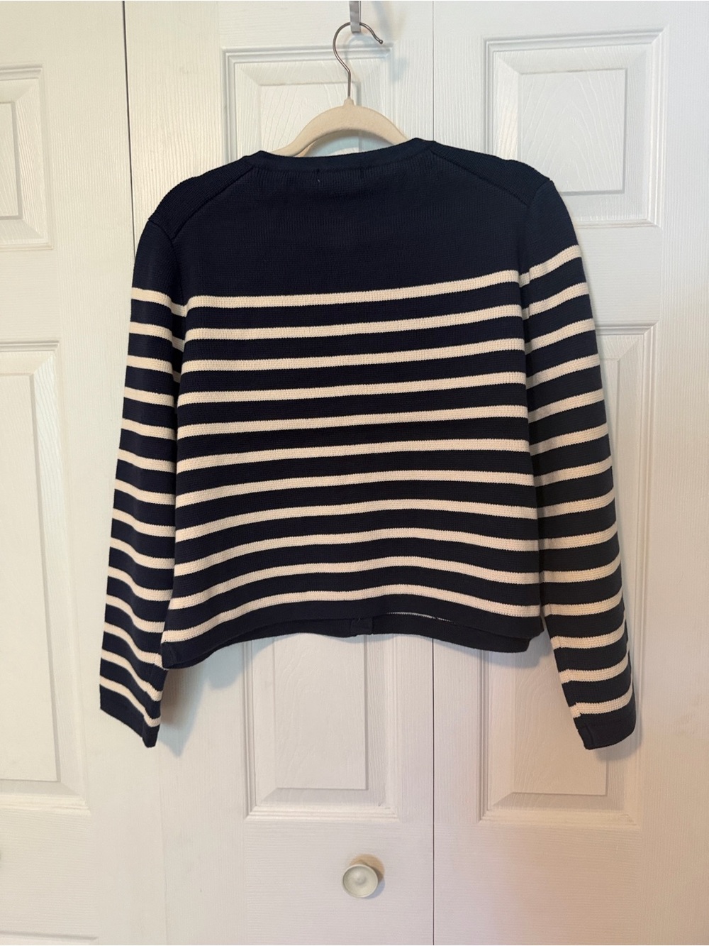 J. Crew Navy and Cream Striped Button Cardigan - Picture 3 of 4